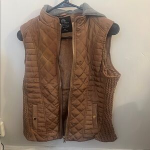 Brown Quilted Vest with Hood